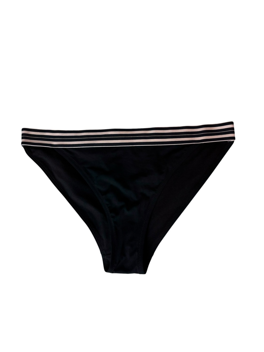 Athleta Black Bikini Bottom with Striped Waistband